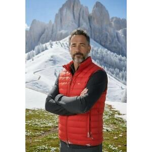 Hawke & Co Sport Performance Men's Large packable puffer down nylon vest, Orange